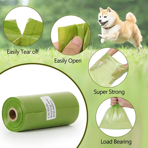300 Counts 15 (13 9 Inches) Dog Poop Bag Rolls, Unscented Doggy Poop Bags, Leak-Proof Dog Bags for Poop, Doggie Cat