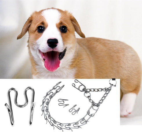 7PACK Extra Links 2.25mm for Dog Collar, Prong Collar Extender, Steel Chrome Plated Training Links (Silver)