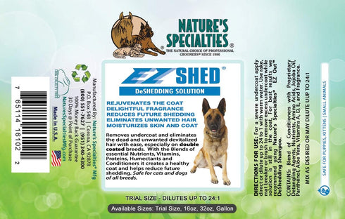 Nature's Specialties EZ Shed Ultra Concentrated Dog Conditioner, Makes up to 3 Gallons, 16 oz, Made in USA