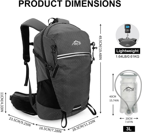 Hydration Backpack, 25L Hiking Backpack with 3L Water Bladder and Rain Cover, Lightweight for Hiking, Cycling