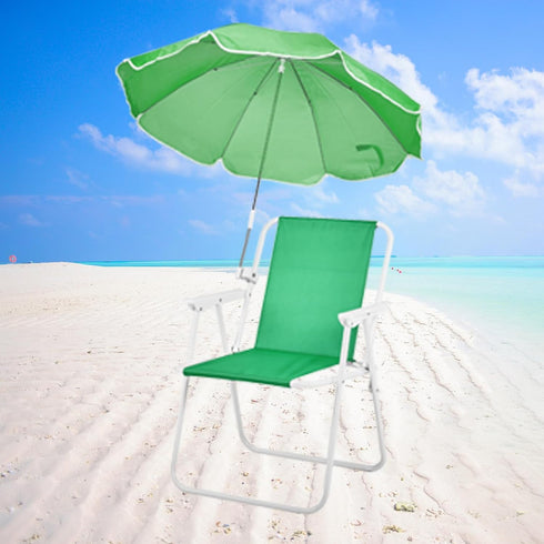Generic Beach Chair with Umbrella for Adults, 1 Pcs High Back Folding Camping
