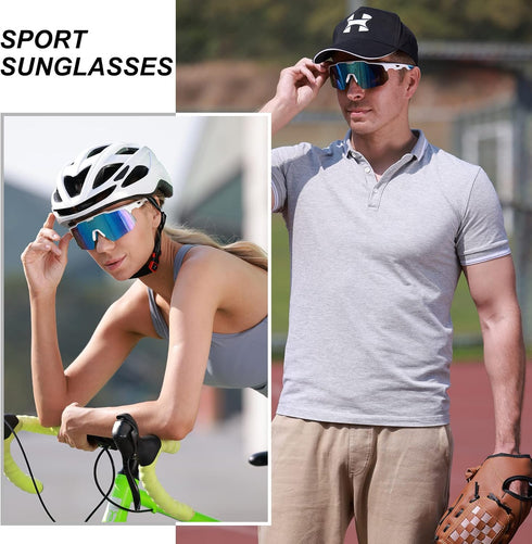 HAAYOT Polarized Sports Sunglasses for Men, Women, Youth, Baseball, Cycling, Running Glasses with 5 Lenses