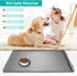 Large Dog Mat for Food and Water - 39.4" x 27" Waterproof Pet Feeding Mats with Residue Collection Pocket (Light Grey)