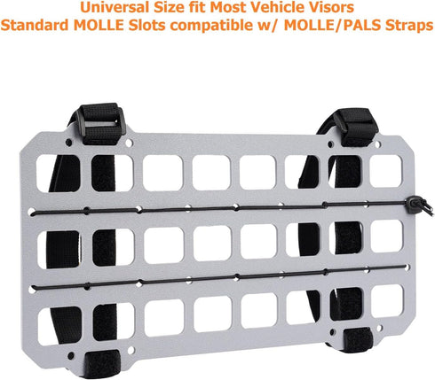 Vehicle Rigid MOLLE Panel for Car Visor Organizer, Tactical Gear Rack, Tool Holster Bag Holder, Light Grey