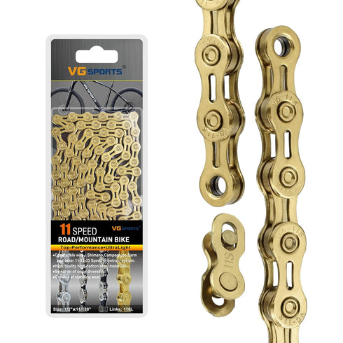 VG SPORTS Bike Chains - 6/7/8/9/10/11 Speed, Lightweight Half Hollow/Full Hollow, 116 Links with Missing Link