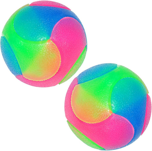 FineInno LED Dog Ball, 2Pcs Light Up Glow in The Dark Flashing Elastic Pet Toys for Dogs, Cats, and Puppies