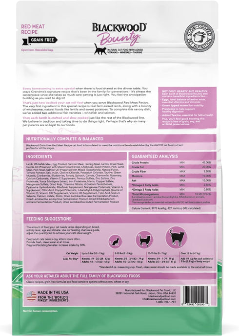 Blackwood Bounty Grain Free Cat Food, Red Meat Recipe, 2 lb Bag