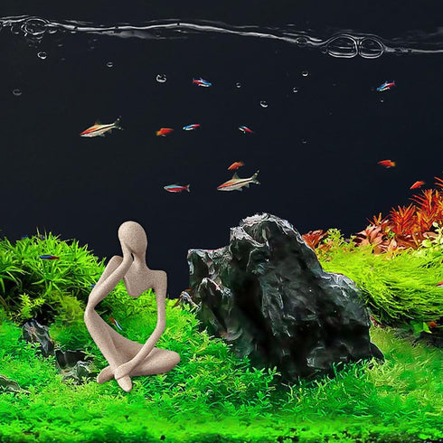 Sandstone Thinker Statue, Fish Tank Decorations, Abstract Aquarium Ornament for Home Office