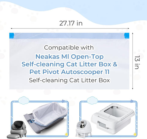60 Pack M1 11/12 3 27.17" 13" (60) Cat Litter Bags Liners for Neakas and Pet Pivot Autoscooper Open-Top Self-Cleaning