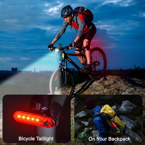 Rechargeable Bike Light Set, 8000 Lumens USB Bicycle Lights, Front Headlight and Taillight with 5+4 Light Modes,