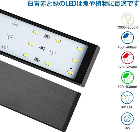 Clip On LED Aquarium Light for Small Mini Fish Tank, White Blue Green Red LED Lighting
