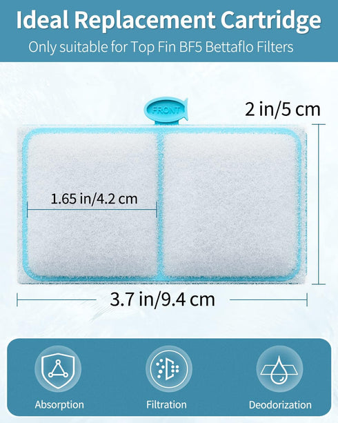 Pawfly Filter Cartridge Replacement for Top Fin EF-S Element and BF5 BETTAFLO, 12 Pack for Fish Tank
