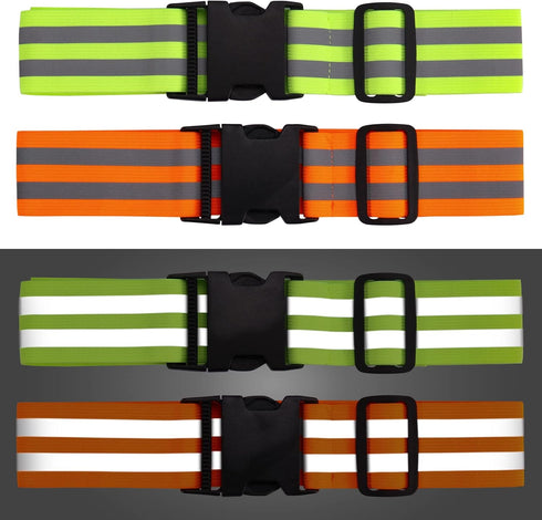 Little World Reflective Belt - 2 Pcs PT Belt, Reflective Running Gear for Men and Women, Green and Orange