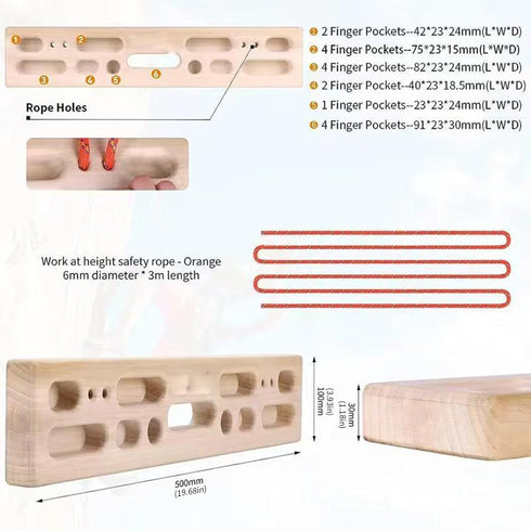 DLOULP Finger Strengthening Board Compacts Wood Climbing Board Portables Fingerboard for Progressive Workouts Outdoor