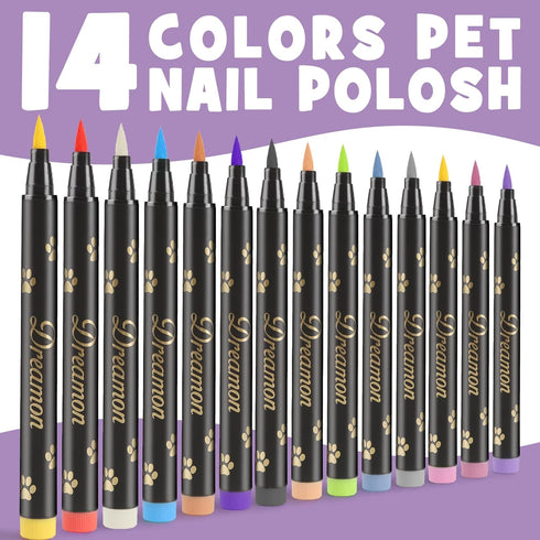 Dog Nail Polish Pen, 14 Colors Pet Nail Polish Set for DIY Beautiful Dog Nails, Quick Dry & Easy to Use Creative