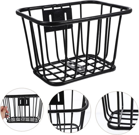 Sosoport Bicycle Iron Basket, Rear Bike Basket for Cruiser Bikes, Metal Container