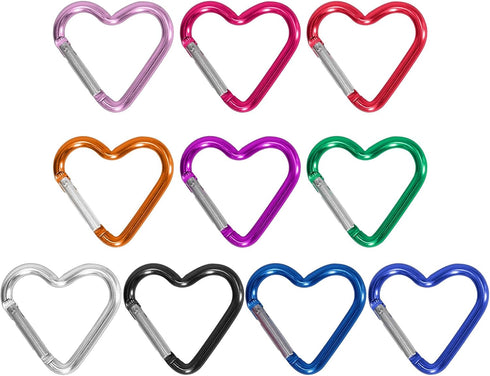 Heart Shaped Carabiner Clip, Aluminum Alloy Keychain Clip, Heavy Duty Spring Snap Hook for Camping, Backpack