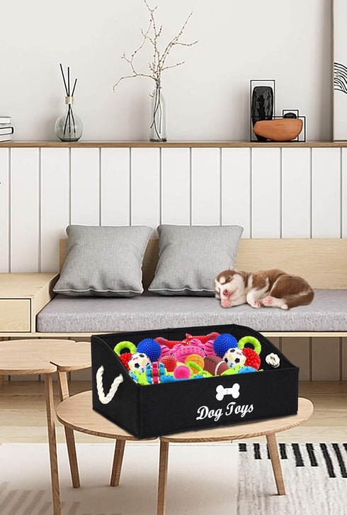 Morezi Large Dog Toy Bin - Puppy Shallow Toy Baskets for Dog Toy Storage, Perfect for Living Room, Playroom, Closet
