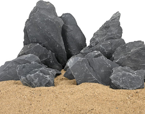 Natural Slate Stone Rocks 2 to 4 inch for Aquariums, Aquascaping, Terrariums, Reptile Enclosures, Paludariums, and