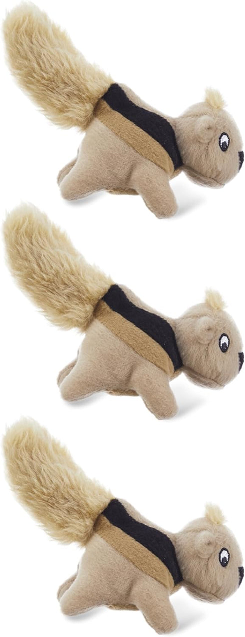 Outward Hound Squeakin Squirrels 3Pack Plush Squeaky Dog Toys for Puppies, Small