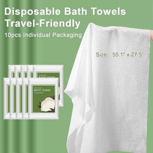 10 Pack 55" 27.5" Swimming Disposable Bath Towels, x Ultra Soft, Quick Dry Disposable Body Towel, Portable Travel Towel