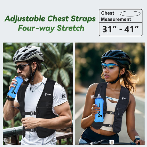Running Vest for Women & Men, Adjustable Reflective Vest with 500ml Soft Flask, Designed for Marathon Trail Race Jogging