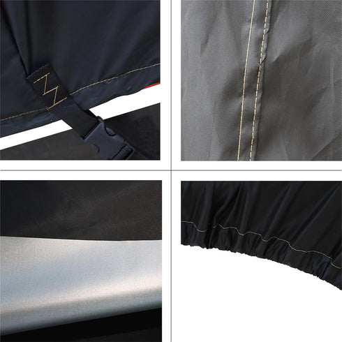 WFLNHB Heavy Duty 210D Boat Cover for Trailerable Fishing Ski Bass V-Hull Tri-Hull Runabouts, 17-19ft, Black