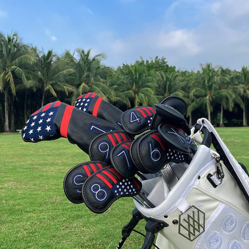 Golf Iron Head Covers Set, USA American Flag Iron Headcover Wedge Cover for PXG0311