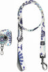 Ultra Joys Dog Leash with Dog Poop Bag Dispenser - Heavy Duty Cotton Fabric Pet Leash with Metal Clasps - Blue Daisy 5ft Dog Leash and Dog Waste Bag Holder Carrier
