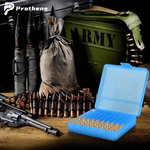 100 Round Pistol Ammo Can, Flip-Top Ammo Bullet Case, 9mm Storage Box, Tool Box for Traveling, Locking Ammo Box