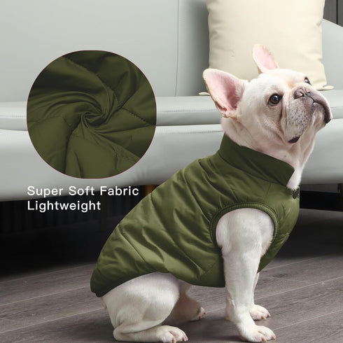 2 Layers Fleece Lined Warm Dog Jacket for Puppy, Soft Windproof Small Dog Coat, Green XS