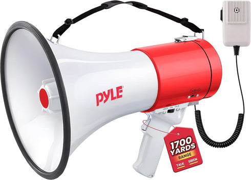 Pyle Megaphone 50W PA Bullhorn - Built-in Siren, Adjustable Volume Control & 1760