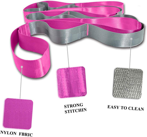 SANKUU Yoga Straps Stretching Strap with 12 Loops, Workout Poster for Exercise, Pilates, and Gymnastics