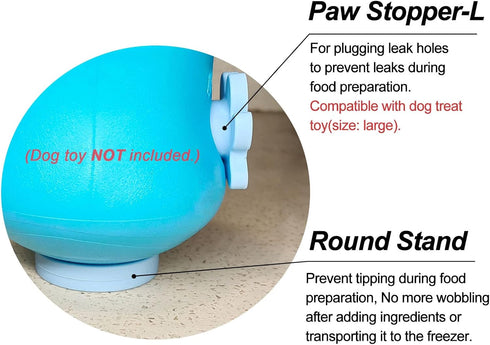 Silicone Plug and Stand for Dog Treat Toy, Size L & XL, Includes Paw Stopper and Round Holder (2 Pack)