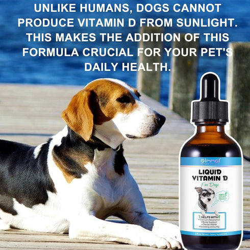 Vitamin D for Dogs, Liquid D Drops for Calcium Absorption, Supports Hip & Joint Health - Bacon Flavour
