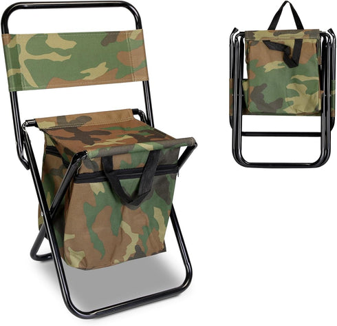 Portable Fishing Chair, Folding Camping Chair with High Back Storage Bag Carrying