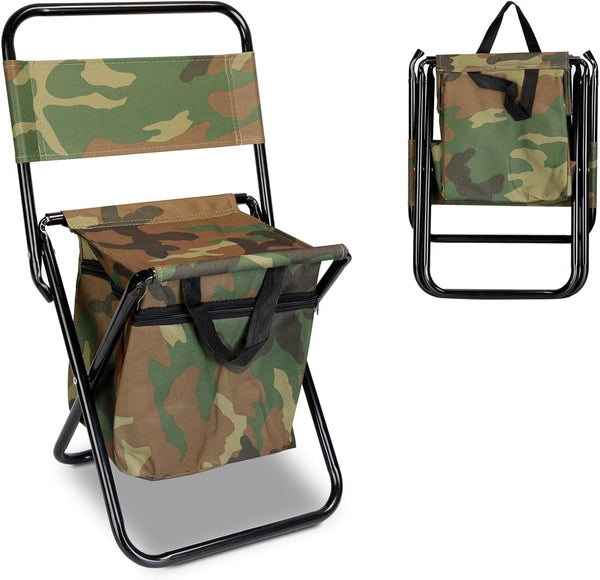 Portable Fishing Chair, Folding Camping Chair with High Back Storage Bag Carrying