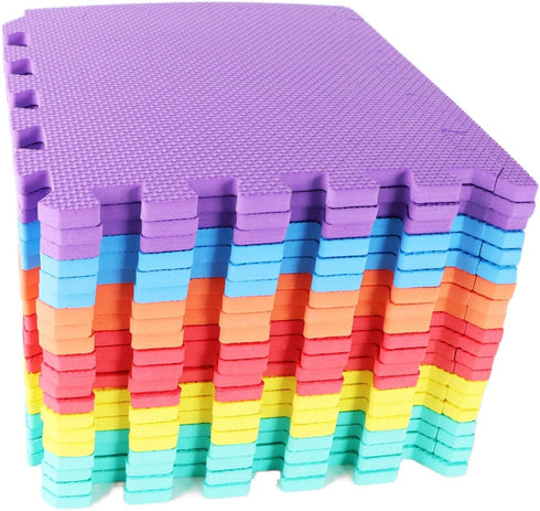 xinler Gym Mats Colorful 20 pcs Floor Mats with Edge Pieces, High-Density EVA