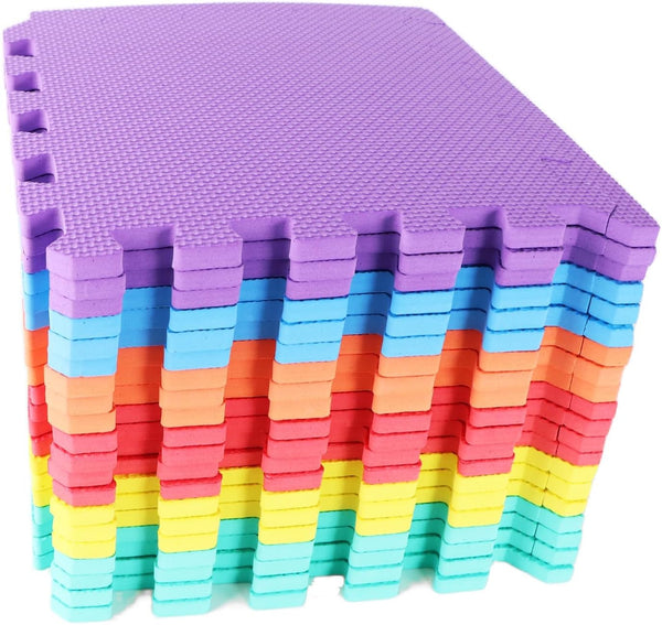 xinler Gym Mats Colorful 20 pcs Floor Mats with Edge Pieces, High-Density EVA