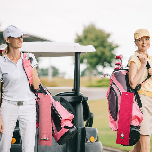 Moukeren 3 Pieces Elegant Golf Towel Embroidered for Golf Bags with Clip, Golf Gift for Women, Wife, Girlfriend