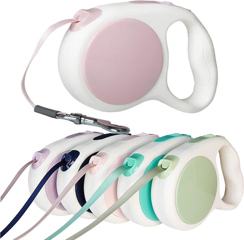 Pink Retractable Dog Leash, 10 ft for Small and Medium Dogs and Cats, One Button Brake, Pause, Lock by LFCXHTY