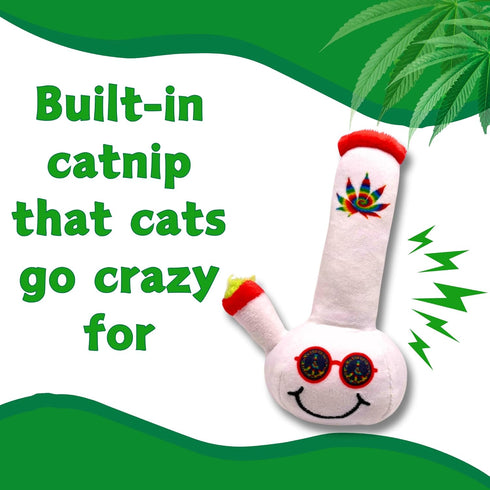 420 My Name is Lil Billie, Funny Weed Theme Catnip Toy, Cute Stuffed Parody Pot Bong, Cool Plush Novelty Gift for Pets