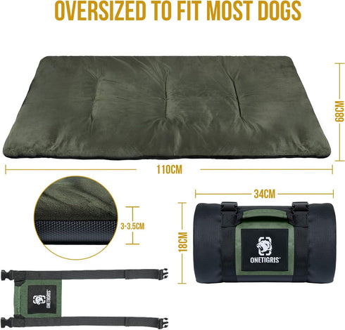OneTigris Travel Dog Bed - Portable Waterproof Anti-Slip Dog Camping Bed Mat, Cushioned Plush