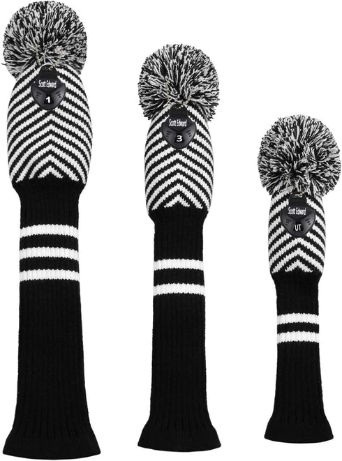 Scott Edward Golf Headcovers for Woods Set of 3 Fits Well Driver(460cc) Fairway Wood and Hybrid(UT) The Perfect Change for Golf Bag by Scott Edward