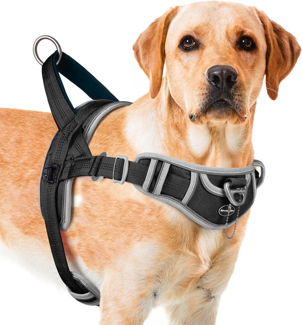 ADVENTUREMORE No Pull Dog Harness for Large Dogs - Reflective Breathable Vest with Easy Control Front Clip