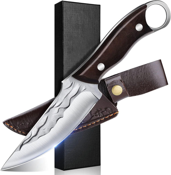 Fixed Blade Hunting Knife, 8.5-inch Bushcraft Survival Tactical Knife with Sheath and Non-Slip Ergonomic Handle for