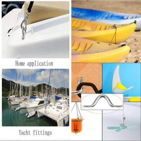 M3 316 Stainless Steel Bimini Boat Top PAD Eye, Tie Down, Kayak Deck Loop, Marine Boat Hardware (Pack of 15)