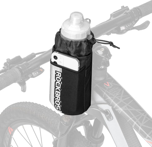 ROCKBROS Bike Water Bottle Holder Bag Handlebar Stem Bag for Mountain Road Bike, Insulated Storage Pouch