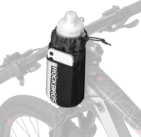 ROCKBROS Bike Water Bottle Holder Bag Handlebar Stem Bag for Mountain Road Bike, Insulated Storage Pouch