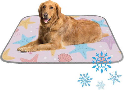 imiBBWQu Cooling Dog Bed Starfish Pink Purple Cooling Dog Bed Mats Washable Cat
